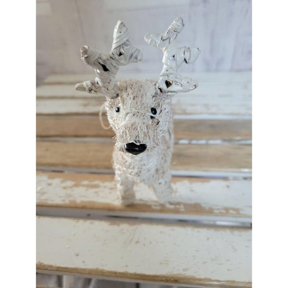 Glitter reindeer ornament shabby chic white deer X - Picture 2 of 6